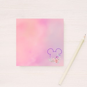 Disney Inspired, Floral, Mickey Mouse Ears, Disneyland, Disney World, Sticky Notes, Office, Stationery, Home Office, Notes, Post-it notes