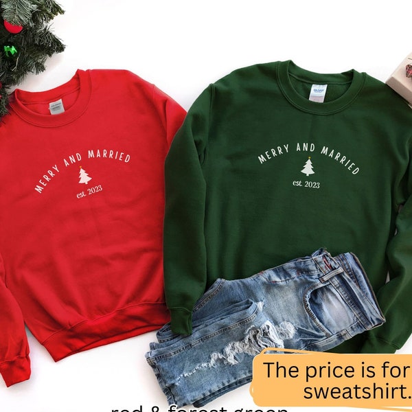 Couples Christmas Sweatshirt, Merry X'mas Crewneck Sweatshirt, Newlyweds Christmas, First Christmas Sweatshirt, Mr and Mrs Xmas Shirt