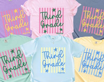 Custom Third Grade Shirt, Kids First Day of School 3rd Grade Shirt, Personalized Back to School Tee, Gift for girl