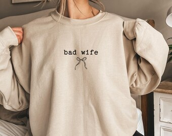 Coquette Wife Sweatshirt, Wifey Sweater, Gift for Wife, Anniversary Gift, Coquette Wifey Bow Crewneck, Funny Wife Gift,Cute Wifey Bow Hoodie
