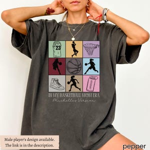 Custom Basketball Mom Comfort Colors Shirt, Basketball Mama Personalized T-shirt, Basketball Mom Tshirt with Kid&#39;s Name and Number, Game Day