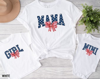 Mama Mini 4th of July Matching T-shirt, Independence Day Mommy and Me Shirts, American Mom Daughter Fourth of July Tee, Mommy and Me Outfits