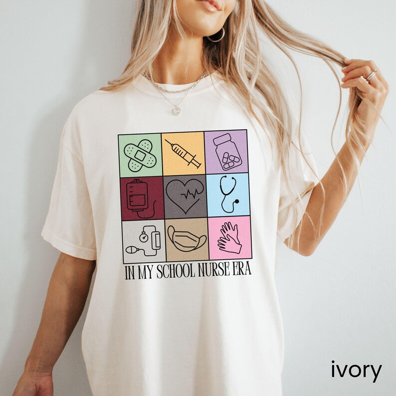 School Nurse Shirt, In My School Nurse Era T-shirt, Comfort Colors® Tshirt, Cute Gift for School Nurse, Nurse Appreciation, Back to School Ivory