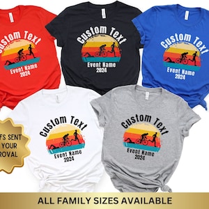 Custom Triathlon Team Shirt, Triathlon Crew Tshirt, Personalized Triathlon Race Gift Tee for Triathlete, Swim Bike Run Family Team T shirt