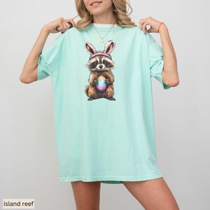 Easter Comfort Colors Shirt, Cute Raccoon Easter Bunny Tshirt, Funny Easter Gift, Raccoon Crewneck, Happy Easter Day Gift for Women, Rabbit Island Reef