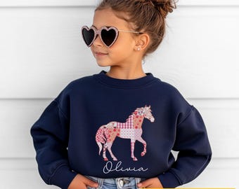 Custom Horse Lover's Sweatshirt, Valentine's Gift for Horse Lover, Gift for Equestrians, Horseback Rider Sweater,Horse Rider Gift,Youth Girl