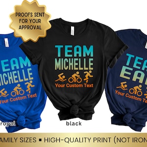 Custom Triathlon Team Shirt, Swim Bike Run T-shirt for Group, Triathlon Race Gift Tee for Triathlete, Triathlete Family Team T shirt