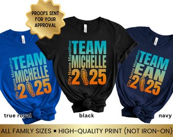 Custom Marathon Support Crew Shirt, Supporter Team Group Tshirt for Marathoner's Family Matching Shirts, Runner's Race Team shirt Kids Sizes