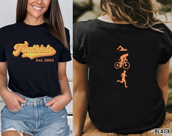 Custom Retro Triathlon Shirt, Custom Year Triathlete T-shirt, Swim Bike Run Tshirt, Gift for Triathlete, Race Finisher Gift for First Race