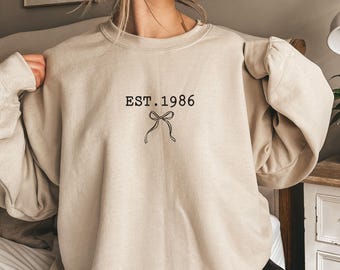1986 Sweatshirt, 40th Birthday Sweater, 1986 Crewneck, 1986 Birthday Hoodie, Hello 40, Birthday Gift for 40th birthday, EST 1986 Birthday