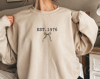 1976 Sweatshirt, 50th Birthday Sweater, 1976 Crewneck, 1976 Birthday Hoodie, Hello 50, Birthday Gift for 50th birthday, EST 1976 Birthday