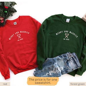 Couples Christmas Sweatshirt, Merry X&#39;mas Crewneck Sweatshirt, Newlyweds Christmas, First Christmas Sweatshirt, Mr and Mrs Xmas Shirt