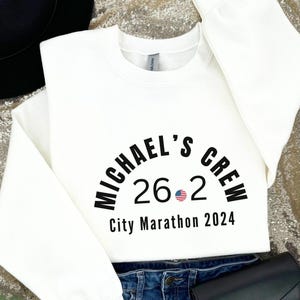 Custom Marathon Support Crew Sweatshirt, Supporter Team Group Crewneck for Marathoner&#39;s Family Matching Sweater, Marathon Race Support Team