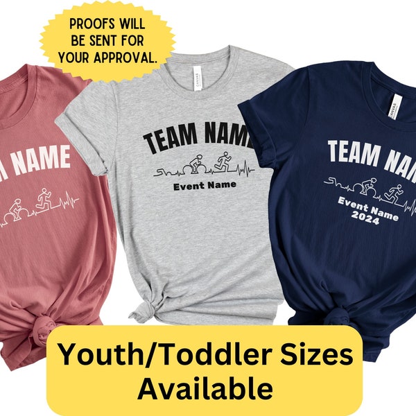 Custom Triathlon Team Shirt, Swim Bike Run T-shirt, Triathlon Race Gift Tee for Triathlete Athlete Team Family Matching Tshirt