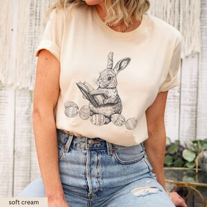 Easter Bunny Reading Shirt, Cute Bunnies Easter Tshirt, Gift for Book Lover, Easter Rabbit Crewneck,Happy Easter Day Gift for Bookworm