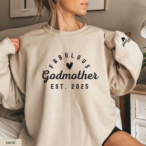 Custom Godmother Est Sweatshirt, Personalized Gift for Godmother Proposal, Baptism Day Godmother Gift, Godmother Hoodie, Godmother Crewneck