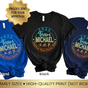 Custom Triathlon Team Shirt, Swim Bike Run T-shirt for Team, Triathlon Race Gift Tee for Triathlete Group, Triathlete Family Team T shirt