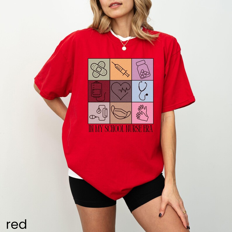 School Nurse Shirt, In My School Nurse Era T-shirt, Comfort Colors® Tshirt, Cute Gift for School Nurse, Nurse Appreciation, Back to School Red