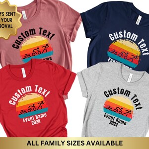 Custom Triathlon Team Shirt, Triathlon Crew Tshirt, Personalized Triathlon Race Gift Tee for Triathlete, Swim Bike Run Family Team T shirt