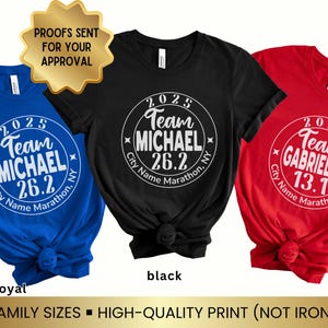 Custom Marathon Support Crew Shirt, Supporter Team Group Tshirt for Marathoner's Family Matching Shirts, Runner's Race Team shirt Kids Sizes