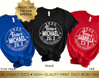 Custom Marathon Support Crew Shirt, Supporter Team Group Tshirt for Marathoner's Family Matching Shirts, Runner's Race Team shirt Kids Sizes