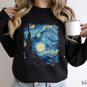 Van Gogh Starry Night Sweatshirt, Aesthetic Sweater, Classical Art Gift for Art Teacher, Art Lover, Van Gogh Fan, Saint-Rémy-de-Provence