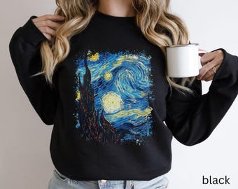 Van Gogh Starry Night Sweatshirt, Aesthetic Sweater, Classical Art Gift for Art Teacher, Art Lover, Van Gogh Fan, Saint-Rémy-de-Provence