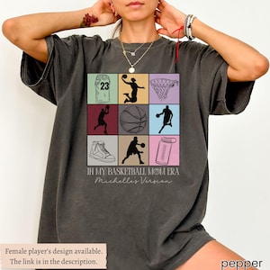 Custom Basketball Mom Comfort Colors Shirt, Basketball Mama Personalized T-shirt, Basketball Mom Tshirt with Kid&#39;s Name and Number, Game Day