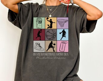 Custom Basketball Mom Comfort Colors Shirt, Basketball Mama Personalized T-shirt, Basketball Mom Tshirt with Kid's Name and Number, Game Day