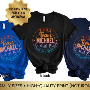 Custom Triathlon Team Shirt, Swim Bike Run T-shirt for Team, Triathlon Race Gift Tee for Triathlete Group, Triathlete Family Team T shirt