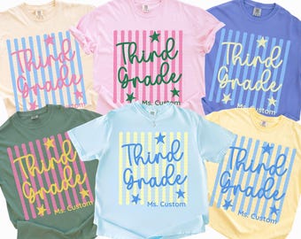 Custom Third Grade Teacher Team Shirt Comfort Colors, 3rd Grade Teacher Name Tee, Teacher Appreciation Gift, Back To School Teacher Shirt