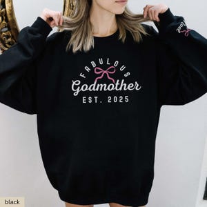 Custom Godmother Est Sweatshirt, Personalized Gift for Godmother Proposal, Baptism Day Godmother Gift, Godmother Hoodie, Godmother Crewneck