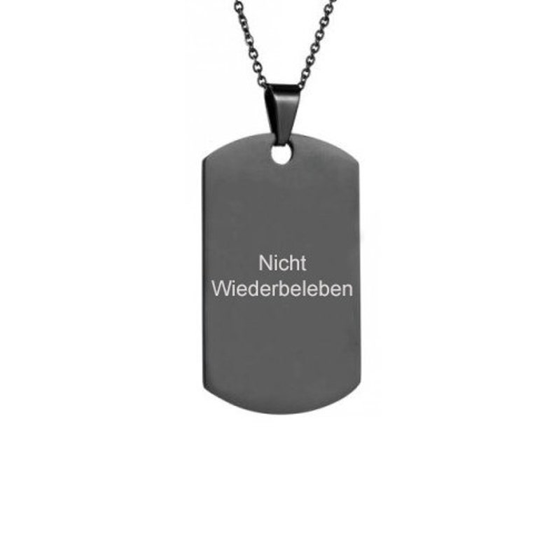 Nicht Wiederbeleben Nicht Reanimieren Do Not Resuscitate DNR Kette Halskette Graviert Edelstahl Erkennungsmarke Black