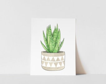 Impresión artística de planta de interior de aloe