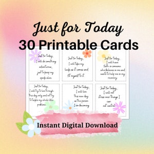 Tägliche Affirmationen, positives Denken, Just for Today, Sucht Genesung, digitaler Download, druckbare Karten