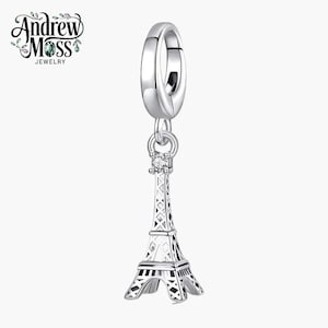 Paris Eiffel Tower Dangle Charm for Bracelet 925 Sterling Silver