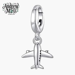 Airplane Dangle Charm Pendant for Bracelet 925 Sterling Silver