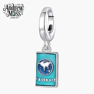 Travel Passport Dangle Charm for Bracelet 925 Sterling Silver
