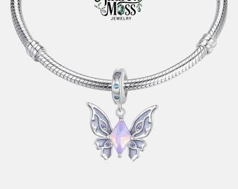 Pandora ME - Ciondolo A Forma Di Farfalla In Argento Sterling Con Medaglione Viola E Blu, Argento Sterling - Foto 6