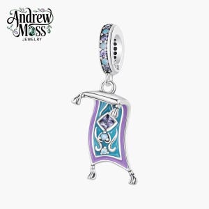 Disney Aladdin Magic Carpet Dangle Charm for Bracelet 925 Sterling Silver