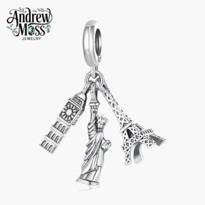 Travel Destinations Dangle Charm for Bracelet 925 Sterling Silver