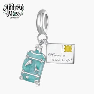 Suitcase Trip Dangle Charm for Bracelet 925 Sterling Silver
