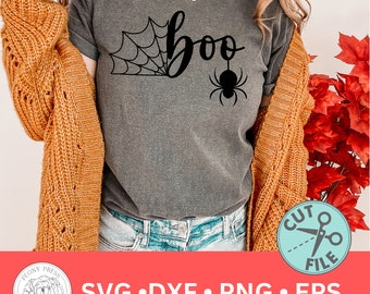 Boo! with a Spider SVG File for Personal and Commercial Use, Autumn Fall Designs, Apparel, Home decor, Halloween SVG File, Cutting Machine