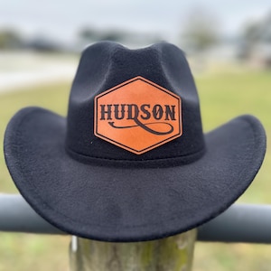 Personalized Kids Cowboy Hat | With Genuine Leather Patch, Youth Fit