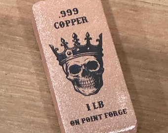 1 lb .999 Copper Bar | Skeleton King Hand poured fine .999 copper bullion