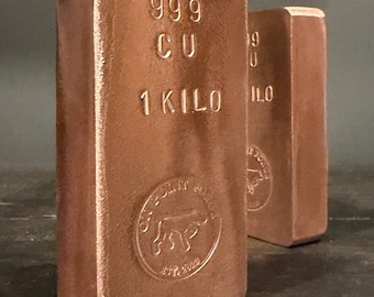 1 Kilo .999 Copper Bar | On Point Forge Hand poured .999 fine copper bullion