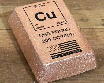 1 lb .999 Copper Bar | Hand poured fine .999 copper bullion