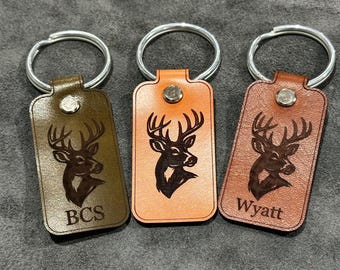 Personalized Leather Buck Tag Keychain | Deer Hunter Gift