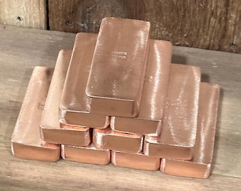 10 lb .999 Copper Bullion | Set of Ten 1lb Hand poured fine .999 copper bars