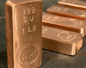 1 lb .999 Copper Bar | On Point Forge Hand poured fine .999 copper bullion